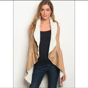 Camel Suede Sherpa Vest